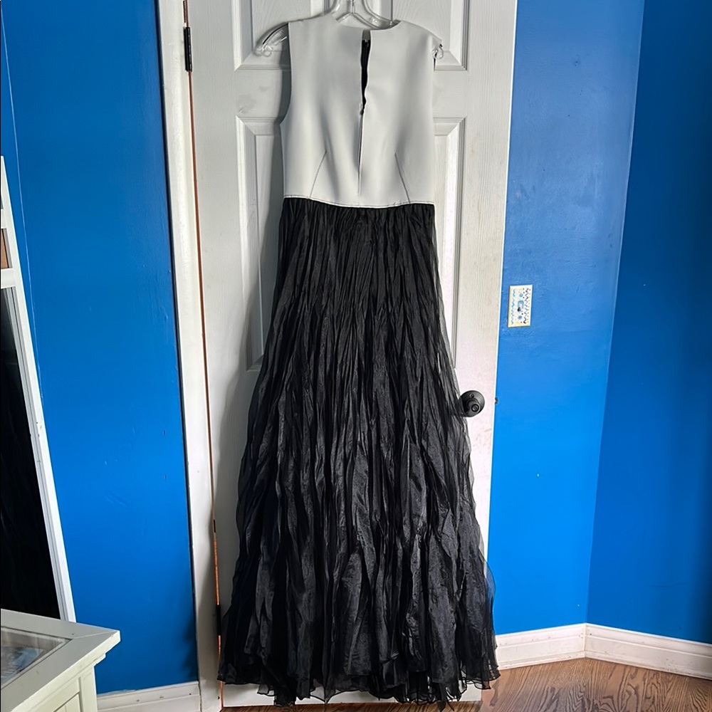 Marie Saint Pierre Avalyne Chic Black and White Formal Dress